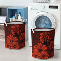 Hibiscus Turtles Hawaii Laundry Basket Orange AH - Polynesian Pride