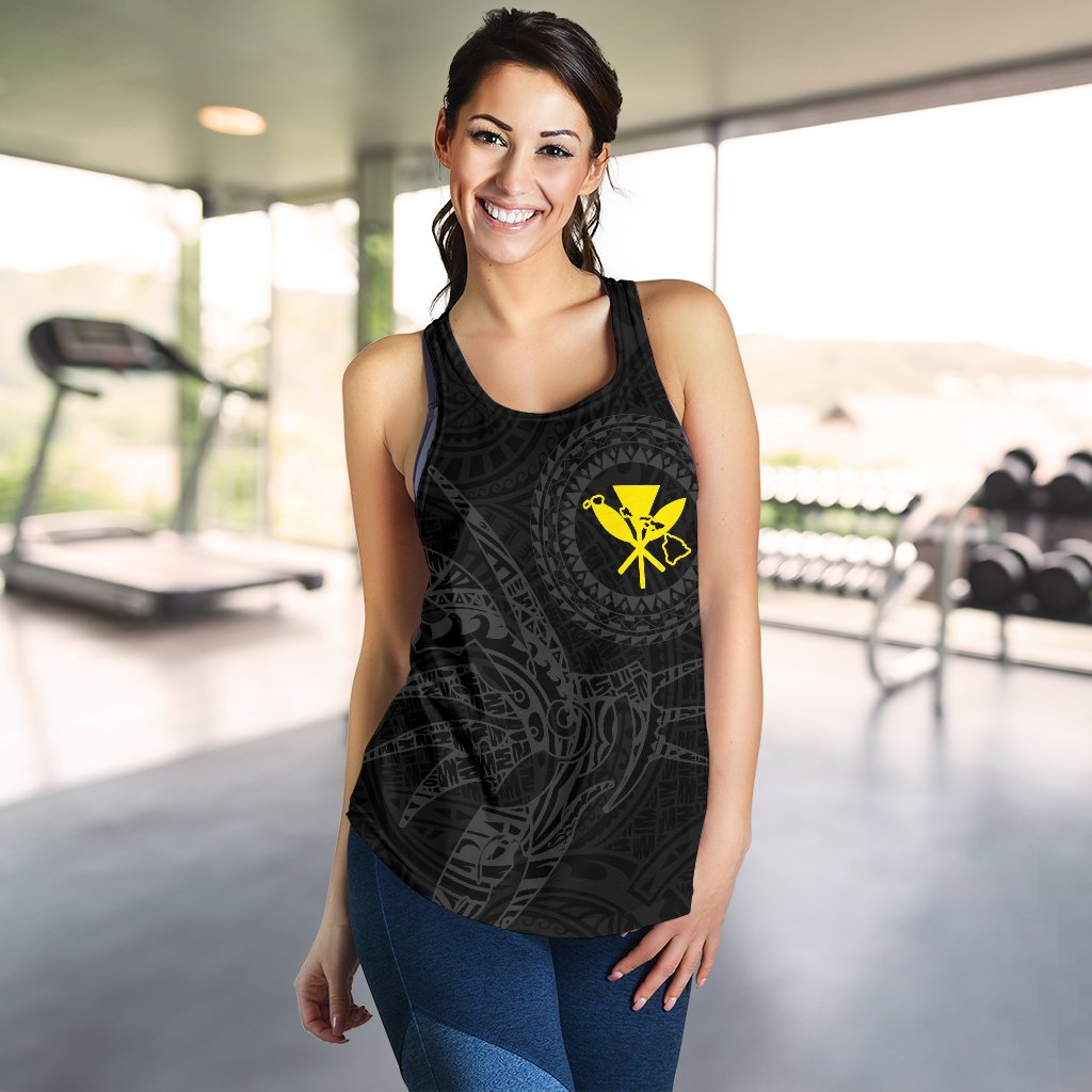 Hawaii Women's Racerback Tank Polynesian Kanaka Map Hawaiian Racerback - Grey - TT Style - Polynesian Pride