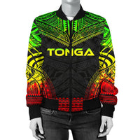 Tonga Polynesian Chief Women'S Bomber Jacket - Reggae Version - Polynesian Pride