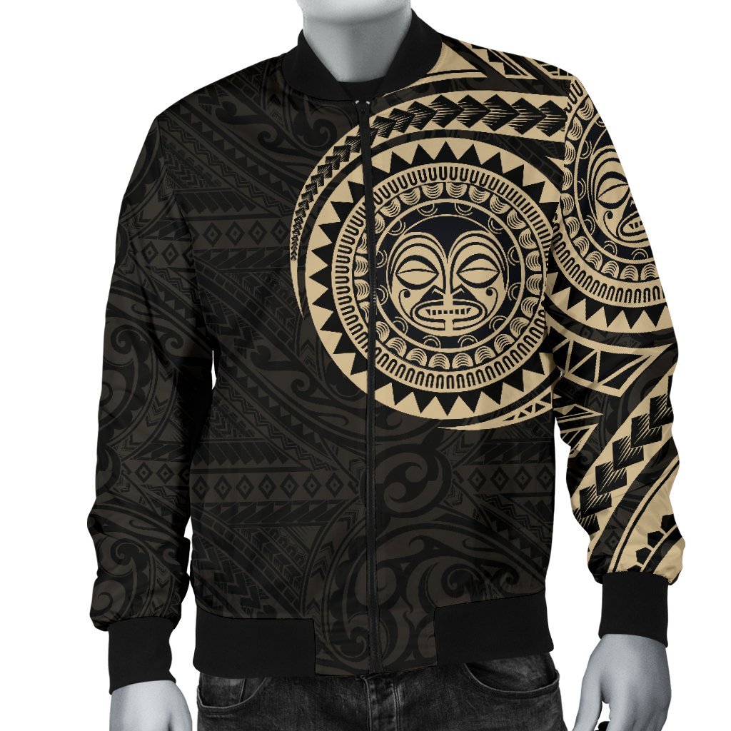 Polynesian Face Tattoo Style Men's Bomber Jacket 2 - Polynesian Pride