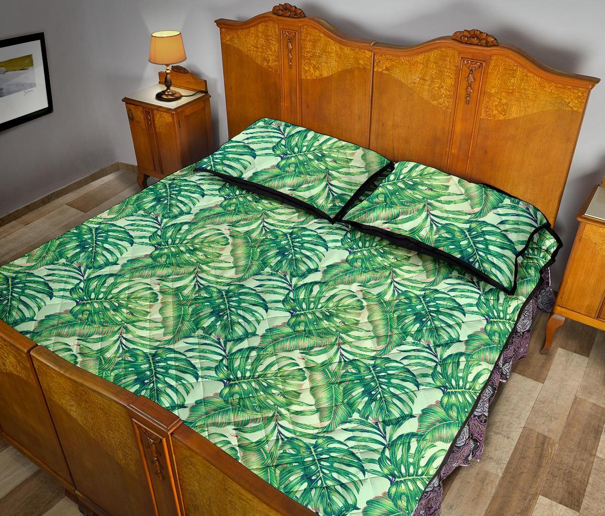 Hawaii Quilt Bed Set Tropical Leaves Jungle Monstera Leaf AH - Polynesian Pride