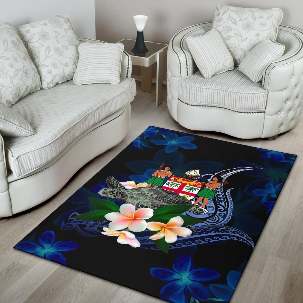 Fiji Polynesian Area Rug - Turtle With Plumeria Flowers - Polynesian Pride