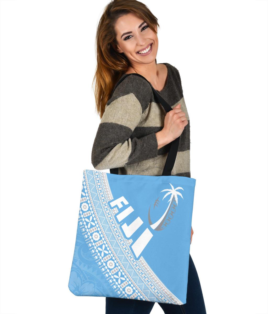 Fiji Tapa Rugby Tote Bag version Style You Win - Blue - Polynesian Pride