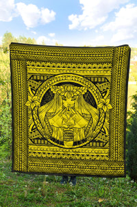 Hawaii Polynesian Pele Kanaka Premium Quilt Yellow - Polynesian Pride