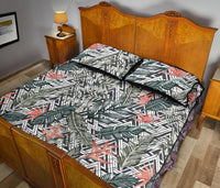 Tropical Palm Leaves And Flowers Quilt Bed Set - Polynesian Pride