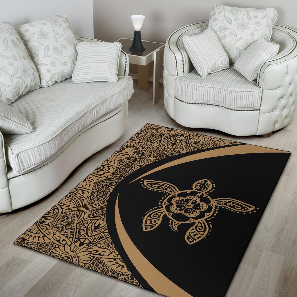 Hawaii Turtle Polynesian Area Rug Circle Style Gold - Polynesian Pride