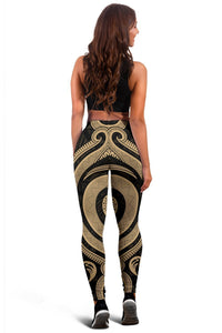 American Samoa Women's Legging - Gold Tentacle Turtle - Polynesian Pride