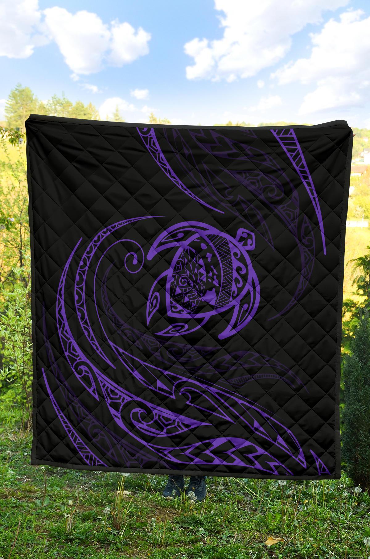 Hawaii Turtle Premium Quilt - Purple - Frida Style - Polynesian Pride