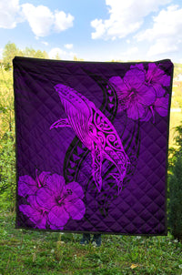Hawaii Whale Swim Poly Purple Premium Quilt - Polynesian Pride