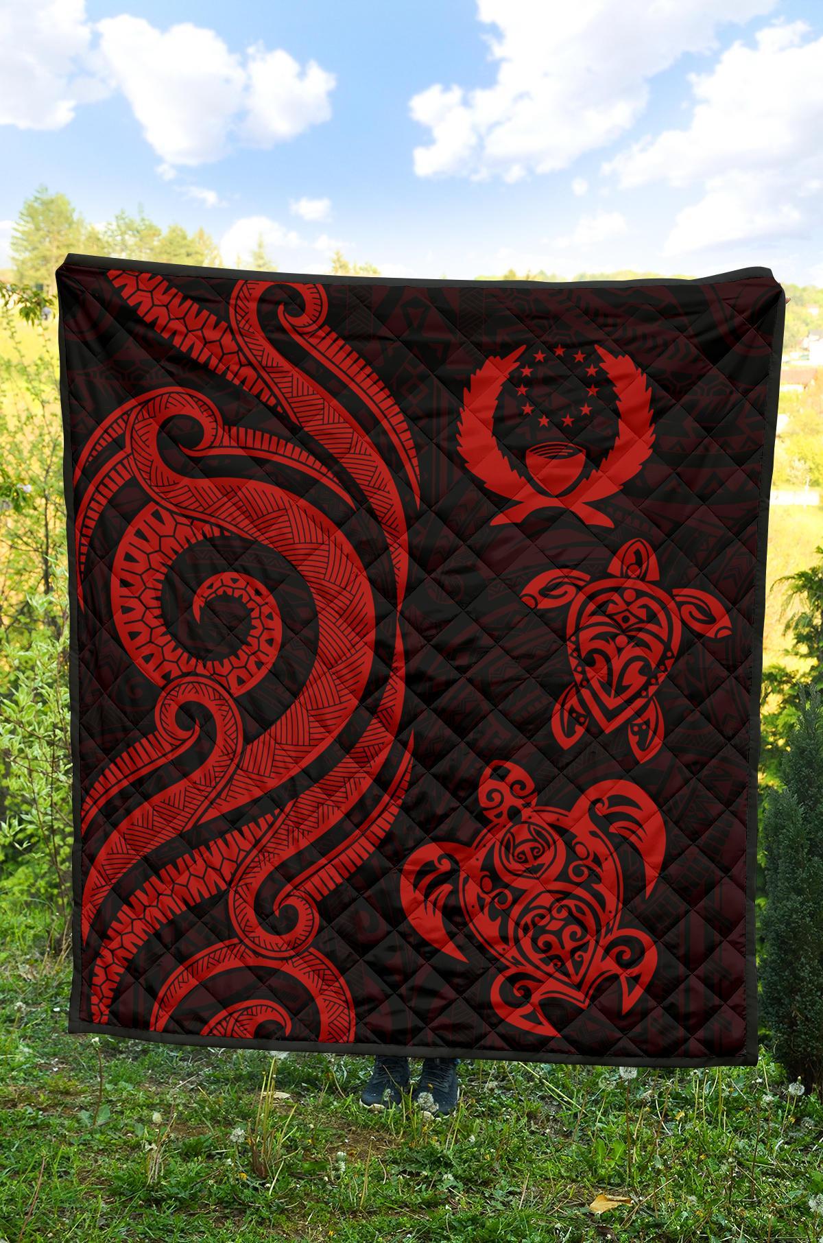 Pohnpei Premium Quilt - Red Tentacle Turtle - Polynesian Pride