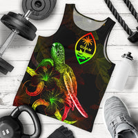 Guam Polynesian Men Tank Top - Turtle With Blooming Hibiscus Reggae Reggae - Polynesian Pride
