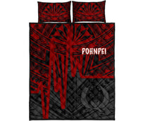 Pohnpei Quilt Bed Set - Pohnpei Seal In Heartbeat Patterns Style (Red) - Polynesian Pride