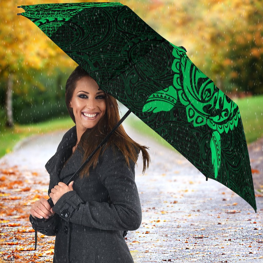 American Samoa Umbrella Turtle Mermaid Polynesian Pattern Green - Polynesian Pride