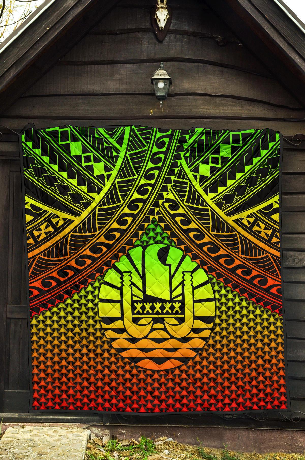 Polynesian Tahiti Premium Quilt - Reggae Vintage Polynesian Patterns - Polynesian Pride