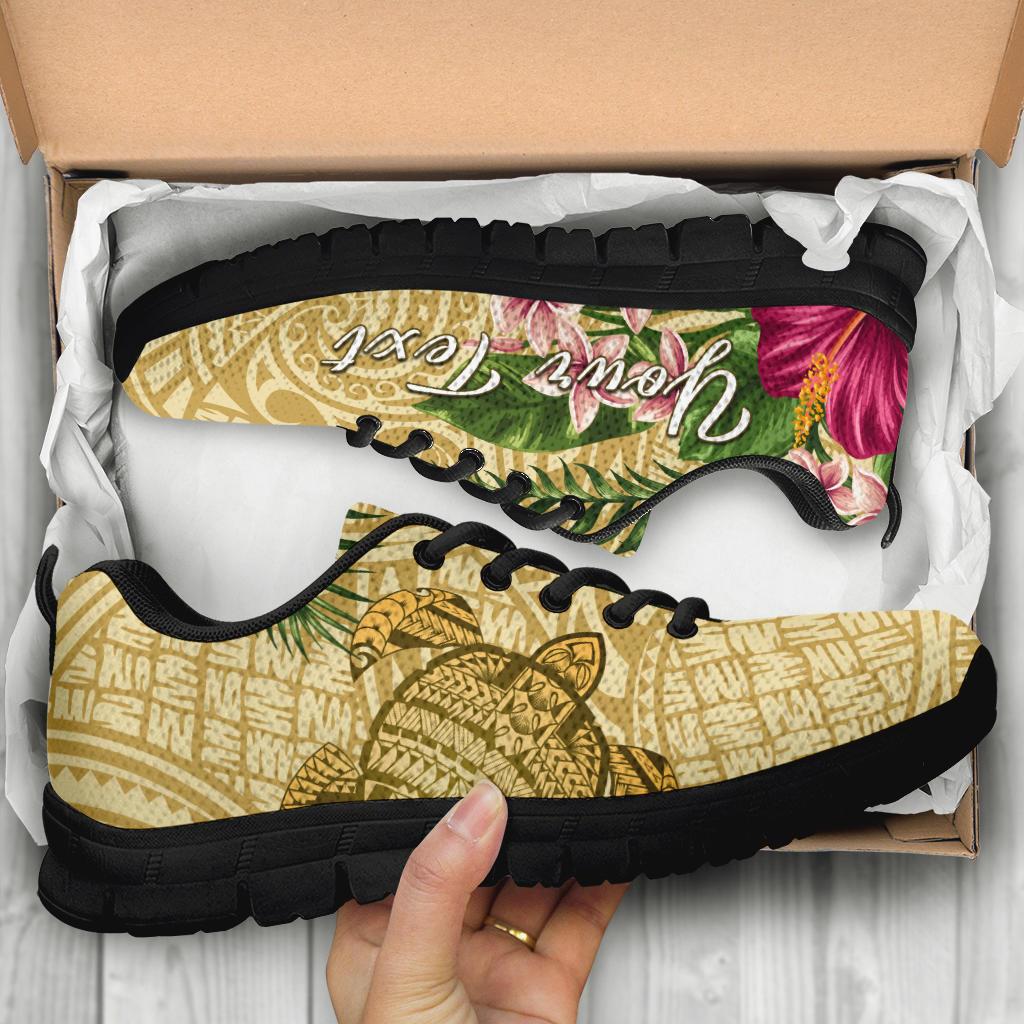 hawaiiSneakers - Turtle Sneakers Strong Pattern Hibiscus Plumeria AH - Polynesian Pride