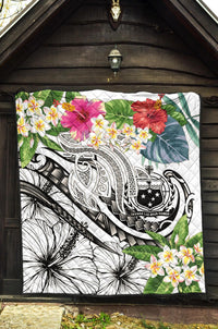 Polynesian Samoa Premium Quilt - Summer Plumeria (White) - Polynesian Pride