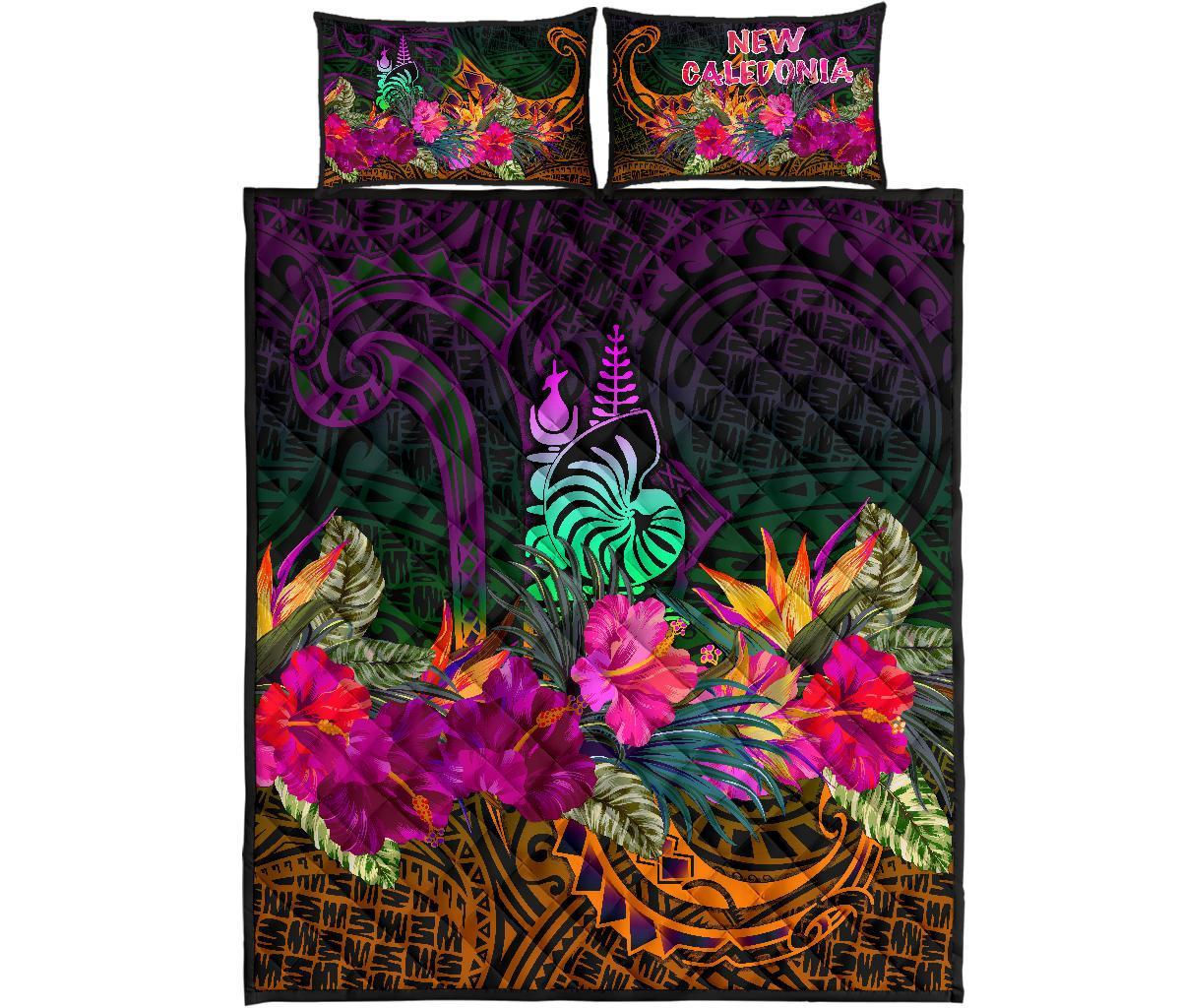 New Caledonia Polynesian Quilt Bed Set - Summer Hibiscus - Polynesian Pride