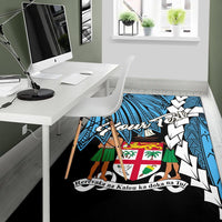 Fiji Polynesian Custom Personalised Area Rug - Tribal Wave Tattoo Flag Style - Polynesian Pride