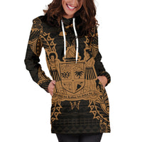 Fiji Polynesian Hoodie Dress Map Gold - Polynesian Pride