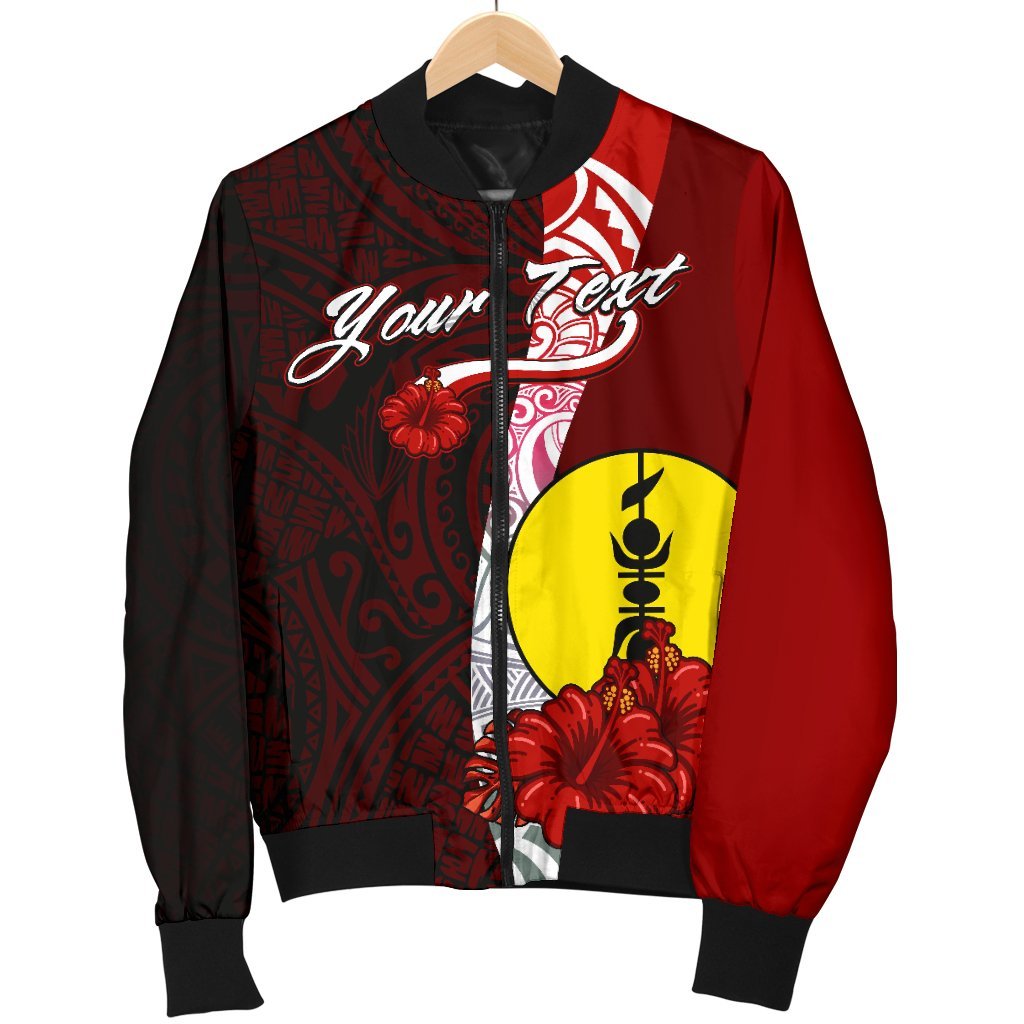 New Caledonia Polynesian Custom Personalised Men's Bomber Jacket - Coat Of Arm With Hibiscus - Polynesian Pride