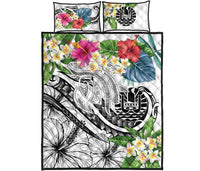 Tahiti Polynesian Quilt Bed Set - Summer Plumeria (White) - Polynesian Pride