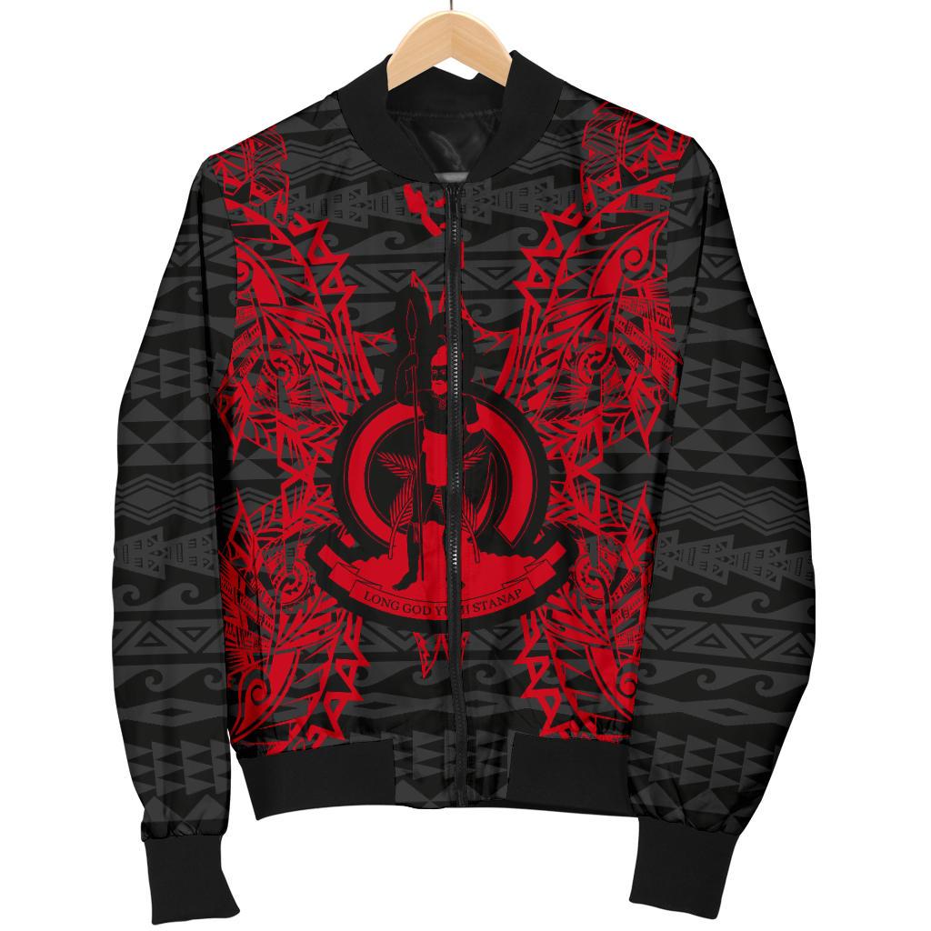 Vanuatu Polynesian Men's Bomber Jacket Map Red - Polynesian Pride