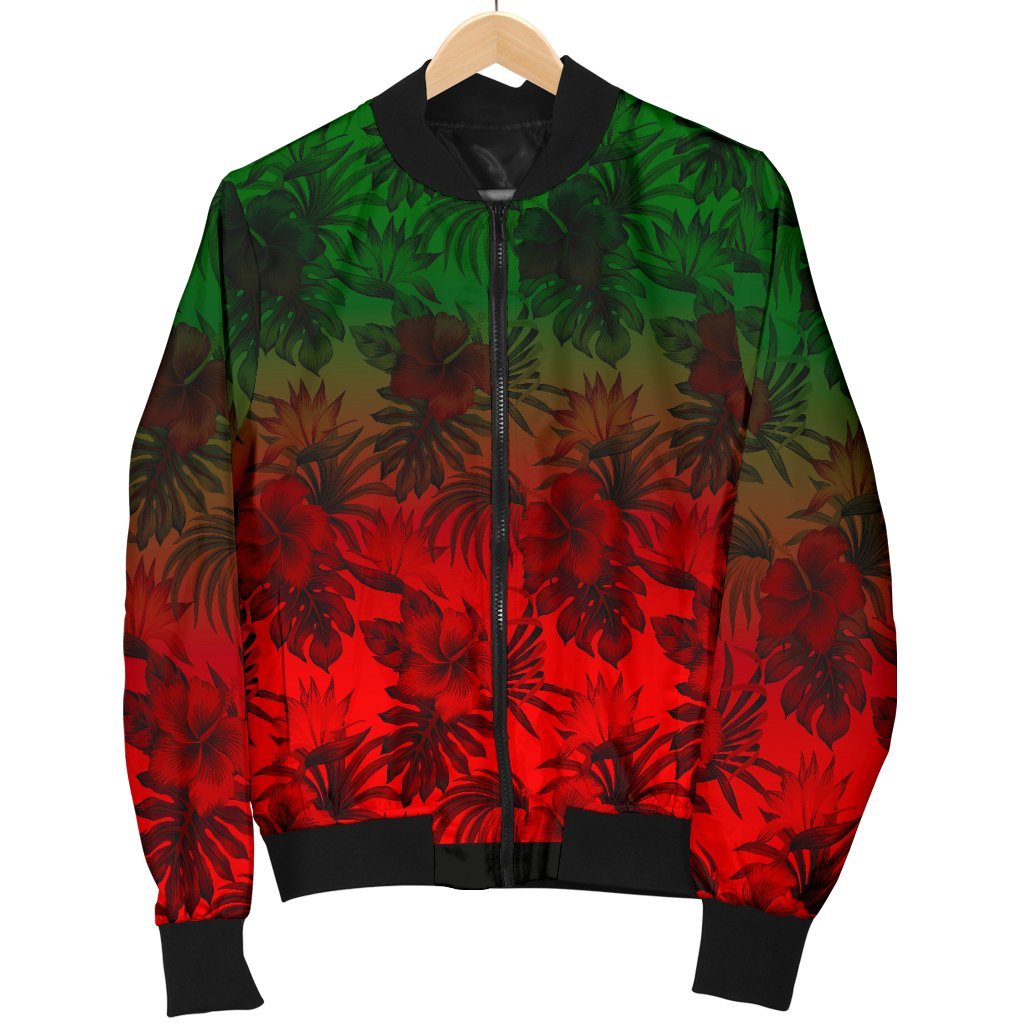 Polynesian Men's Bomber Jacket - Red Hibiscus Patterns - Polynesian Pride