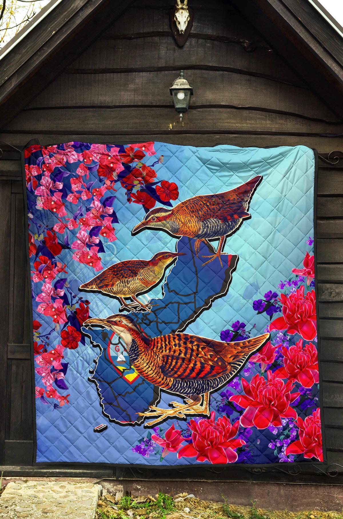 Guam Premium Quilt - KoKo Bird With Map - Polynesian Pride