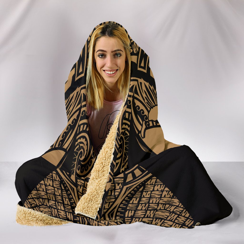 Kanaka Map Polynesian Hooded Blanket - Gold - Armor Style - Polynesian Pride