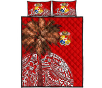 Tonga Quilt Bed Set - Polynesian Palm Tree Flag - Polynesian Pride