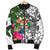Fiji Men's Bomber Jacket White - Turtle Plumeria Banana Leaf Crest - Polynesian Pride