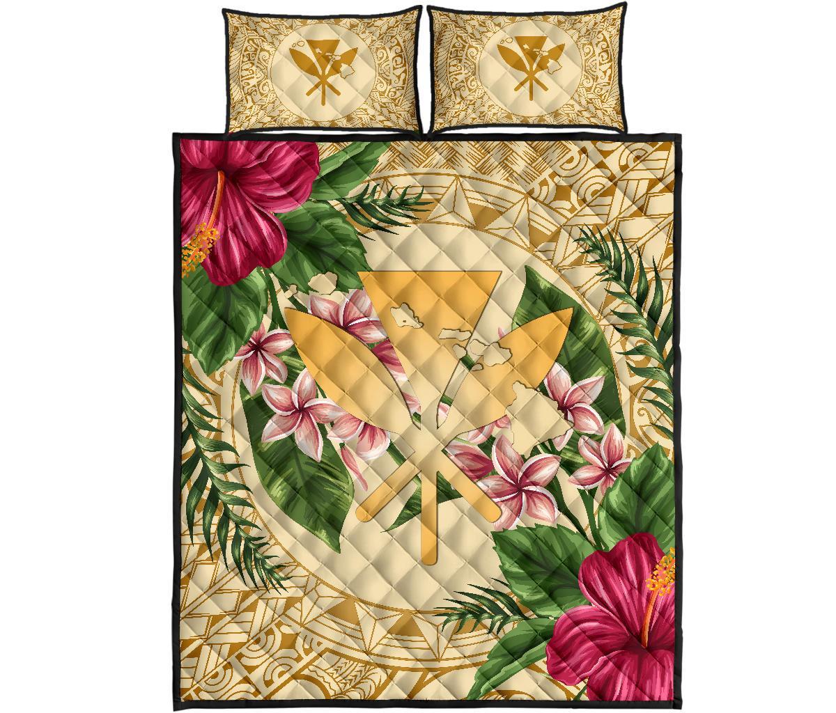 Hawaii Quilt Bed Set - Kanaka Maoli Quilt Bed Set Strong Pattern Hibiscus Plumeria AH - Polynesian Pride