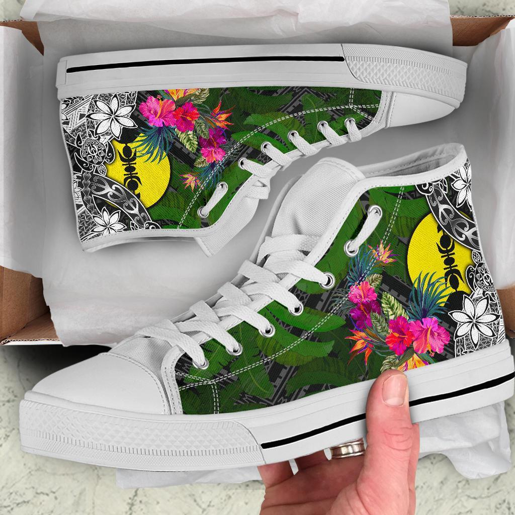 New Caledonia High Top Shoes - Turtle Plumeria Banana Leaf - Polynesian Pride