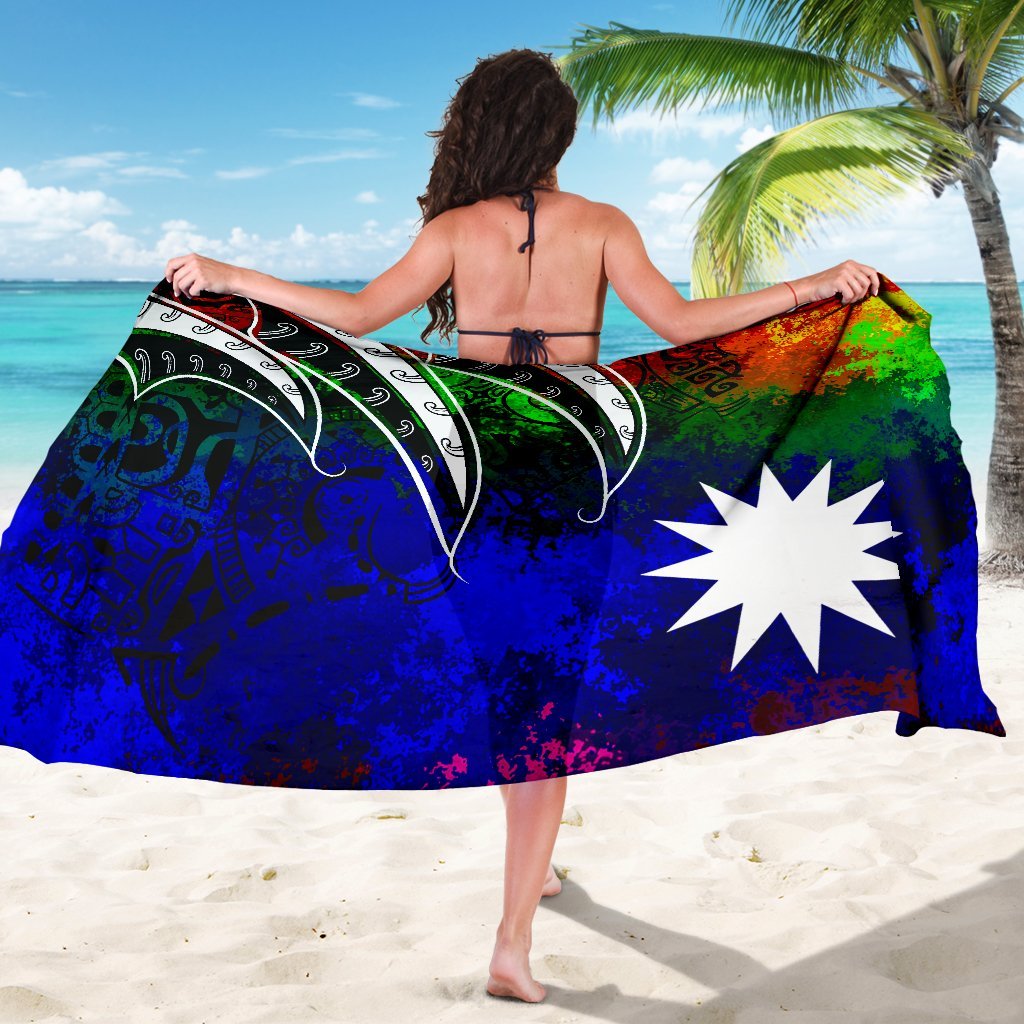Nauru Sarong - Tropical Leaf Rainbow Color - Polynesian Pride