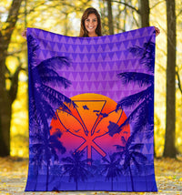 Hawaii Summer Sunset Kanaka Kakau Premium Blanket - Polynesian Pride