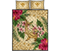 Hawaii Quilt Bed Set - Hammerhead Shark Quilt Bed Set Strong Pattern Hibiscus Plumeria AH - Polynesian Pride