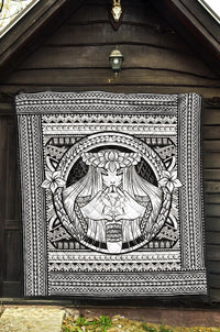 Hawaii Polynesian Pele Kanaka Premium Quilt White - Polynesian Pride