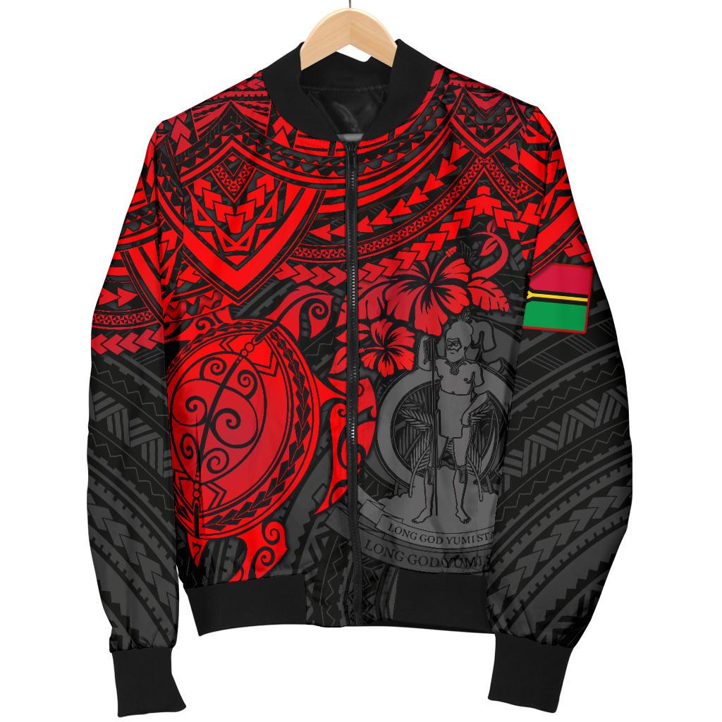 Vanuatu Polynesian Bomber Jacket (Men) - Red Turtle - Polynesian Pride