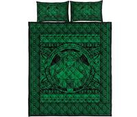 Hawaii Polynesian Pele Kanaka Quilt Bed Set Green - Polynesian Pride