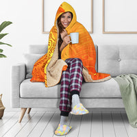 Sun In Leo Zodiac Hooded Blanket Polynesian Tattoo Simple - Orange - Polynesian Pride