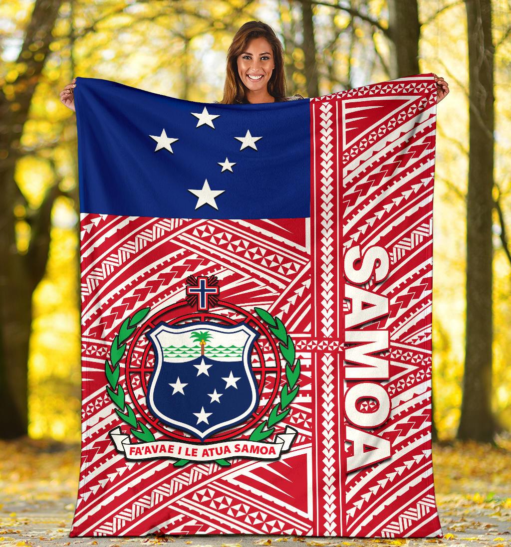 Samoa Flag Polynesian Premium Blanket - Polynesian Pride