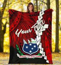 Samoa Polynesian Custom Personalised Premium Blanket - Tribal Wave Tattoo Flag Tattoo - Polynesian Pride