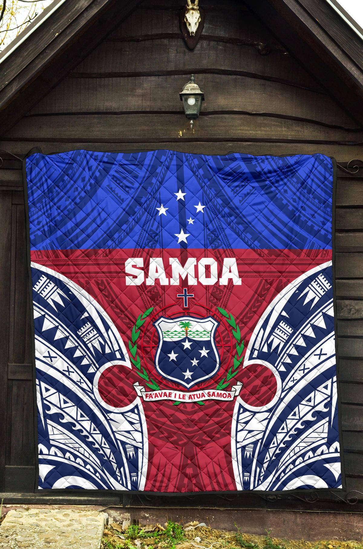 Samoa Polynesian Premium Quilt - Samoan Pattern With Seal - Polynesian Pride
