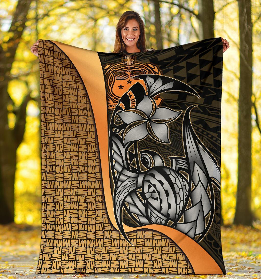 Samoa Polynesian Premium Blanket Gold - Turtle With Hook - Polynesian Pride