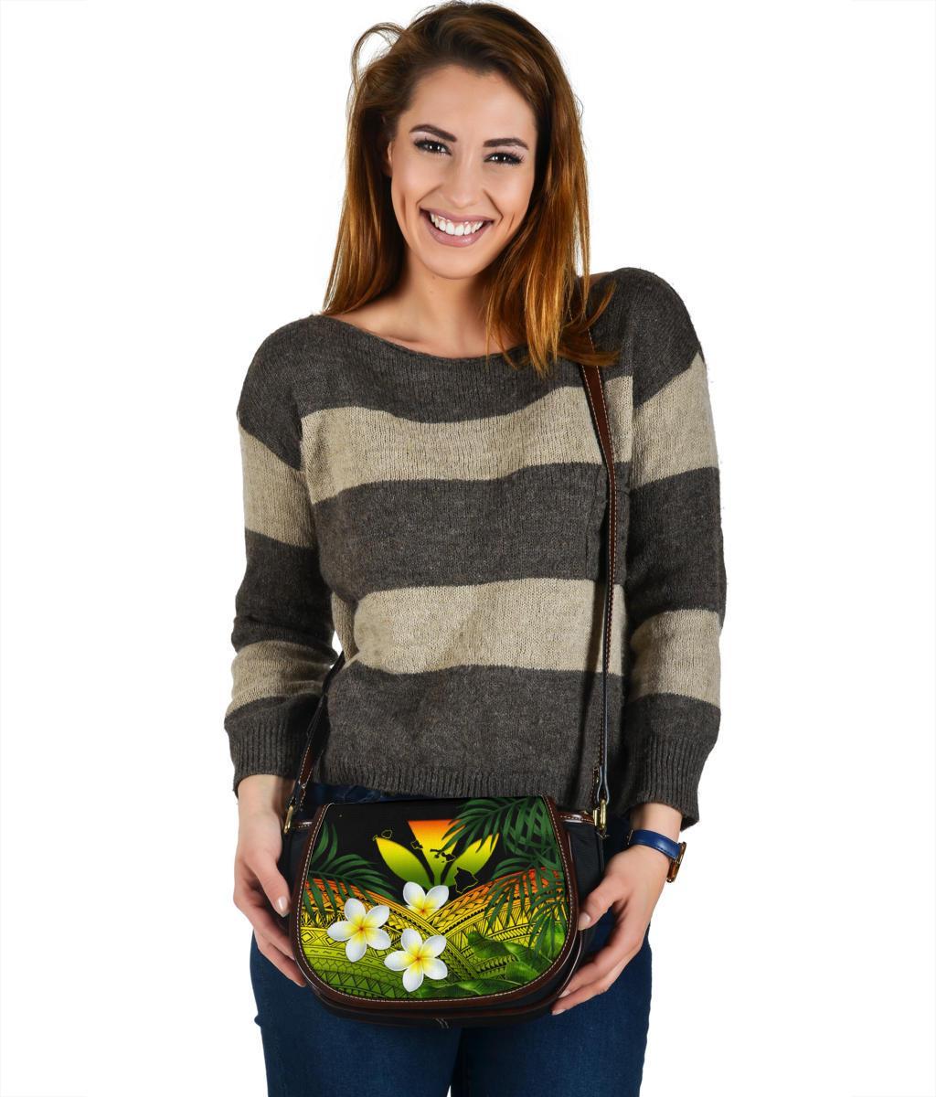 Kanaka Maoli (Hawaiian) Saddle Bag, Polynesian Plumeria Banana Leaves Reggae - Polynesian Pride