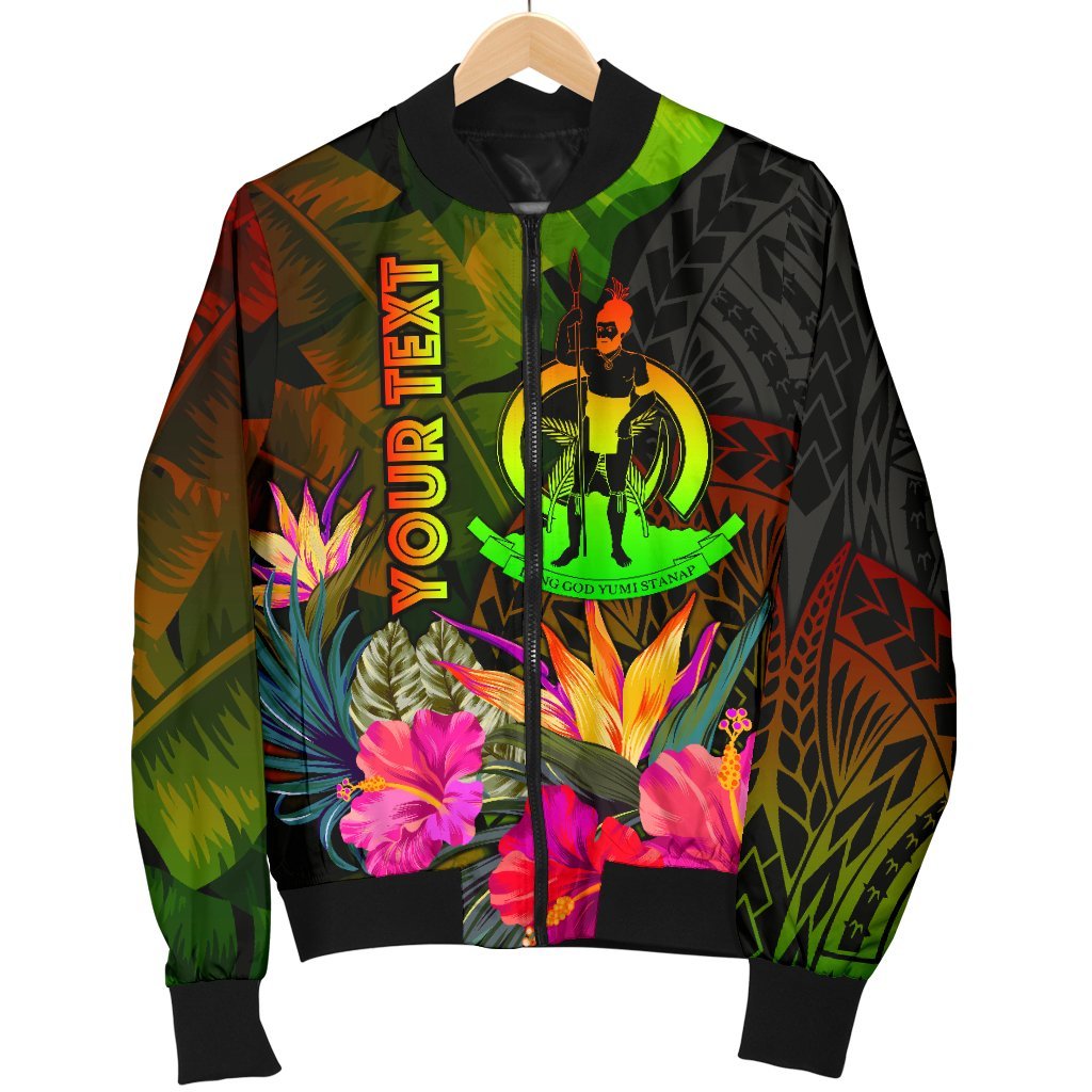 Vanuatu Polynesian Personalised Men's Bomber Jacket - Hibiscus and Banana Leaves - Polynesian Pride