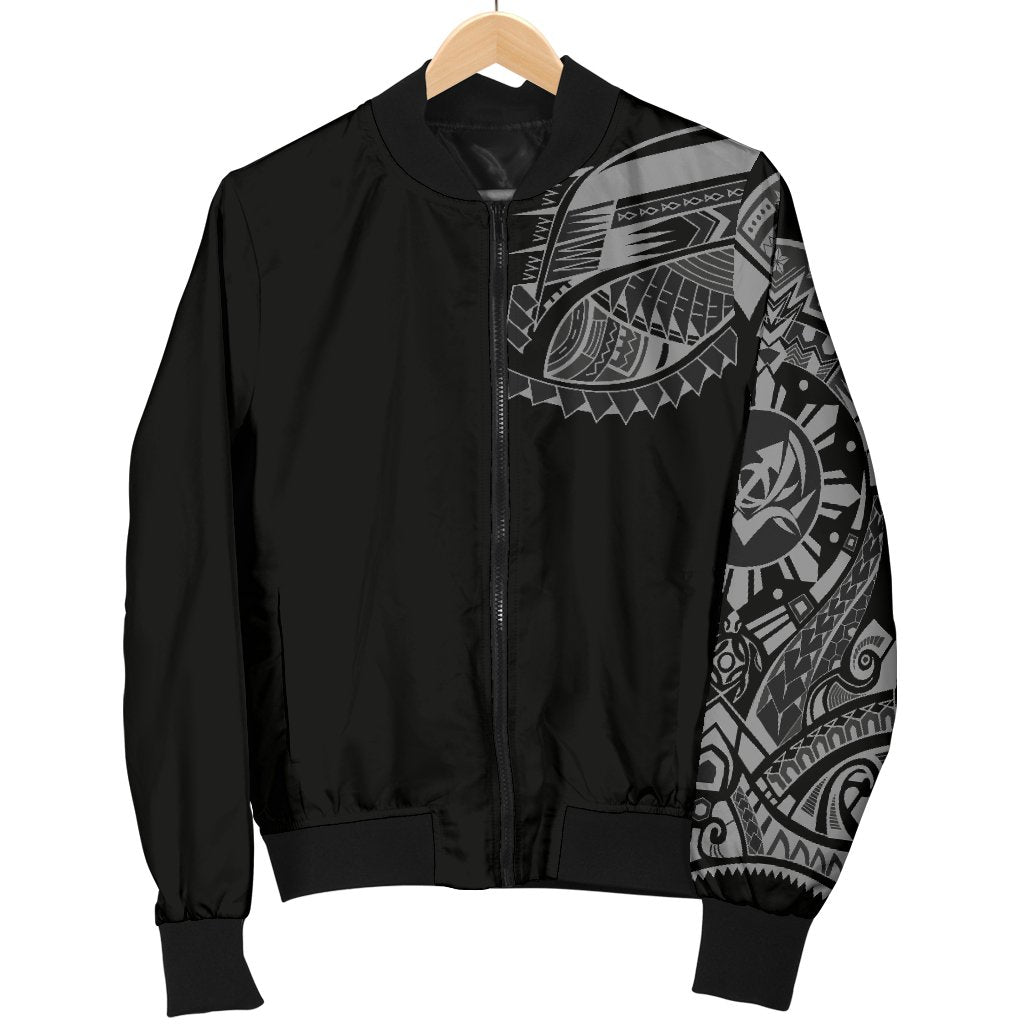 Polynesian Chest Tattoo Men's Bomber Jacket Gray - Polynesian Pride