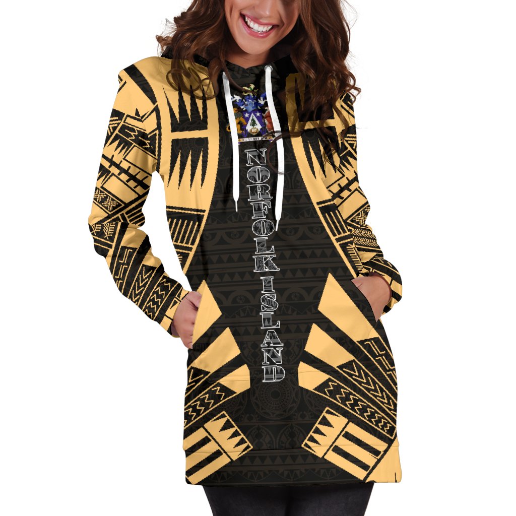 Norfolk Island Hoodie Dress - Polynesian Tattoo Gold - Polynesian Pride
