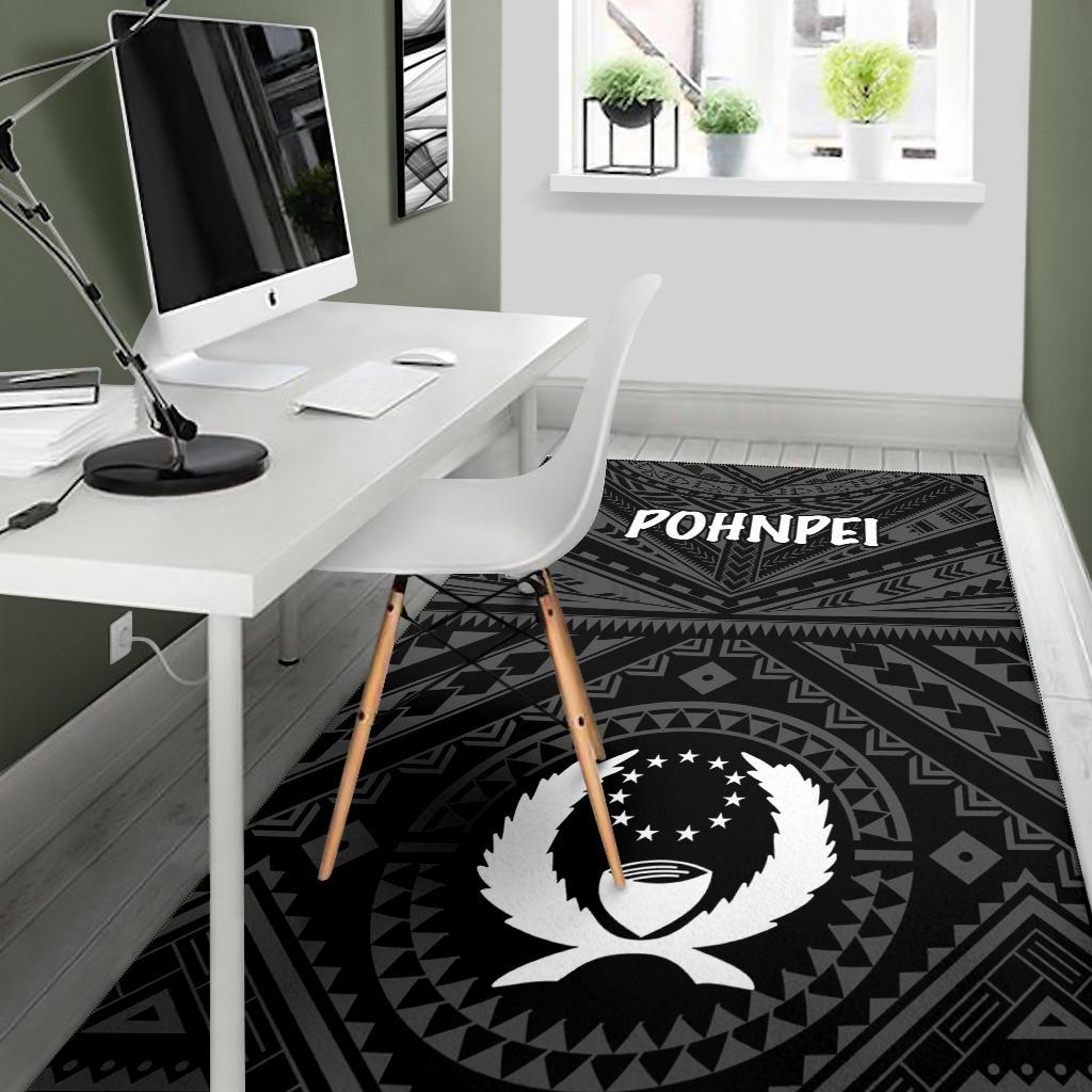 Pohnpei Area Rug - Pohnpei Seal With Polynesian Tattoo Style ( Black) - Polynesian Pride