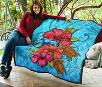 Ocean Hibiscus Premium Quilt - Polynesian Pride